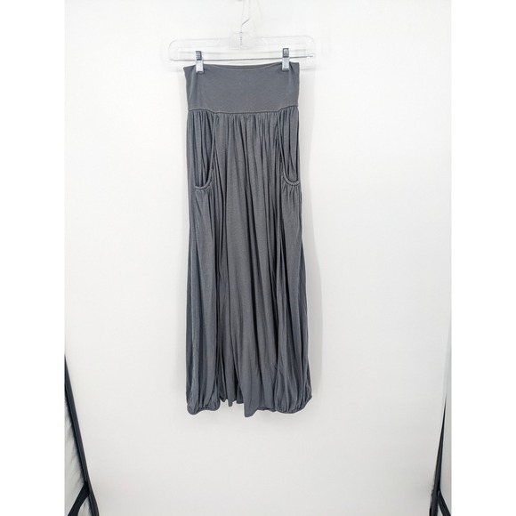 Garnet Hill Maxi Skirt Womens XS Gray Jersey Pockets Boho Lagenlook Artsy Casual - Picture 2 of 9